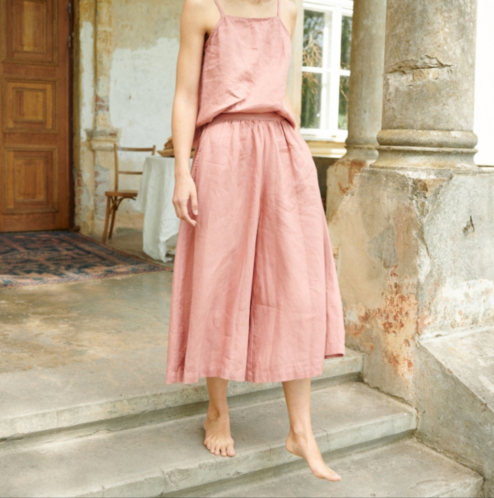 linen wide-leg culottes in terracotta🦊